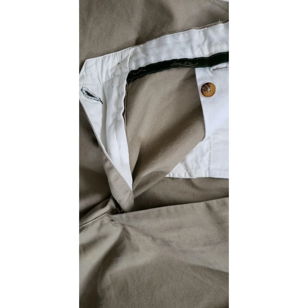 Orvis Mens Dress Pants Kight‎ Khaki Zip Fly Pockets No Cuff Pleated Cotton 40